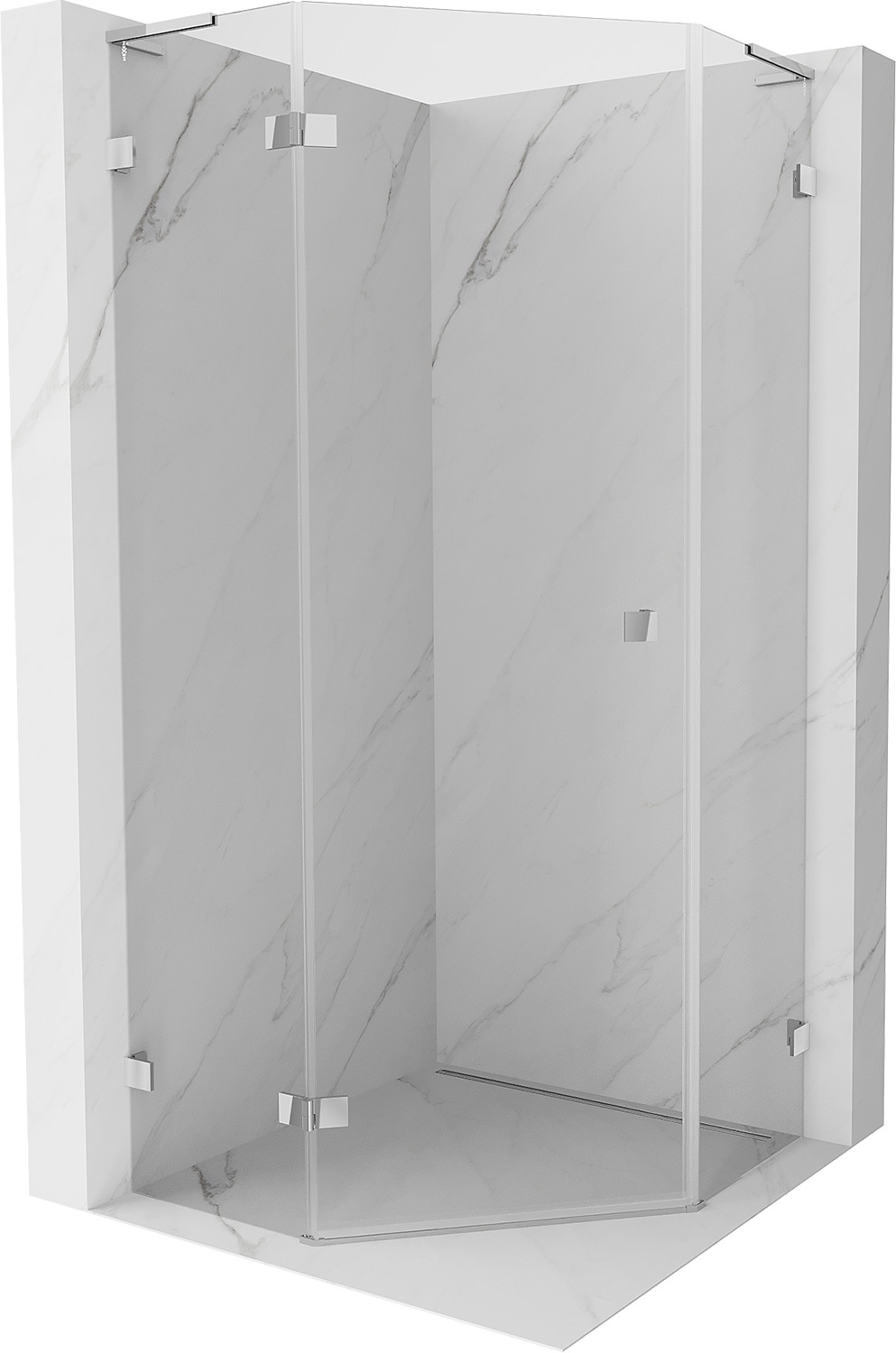 Mexen Lunar L cabina de duș pentagonală cu deschidere pe stânga 80 x 80 cm, transparentă, crom - 831L-080L-080P-01-00-L